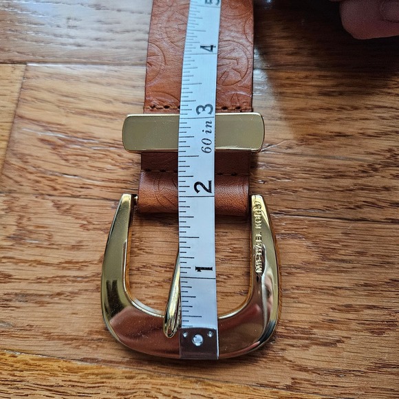 MICHAEL Michael Kors Women's Brown Monogram Embossed Leather Belt Size M - Picture 5 of 12